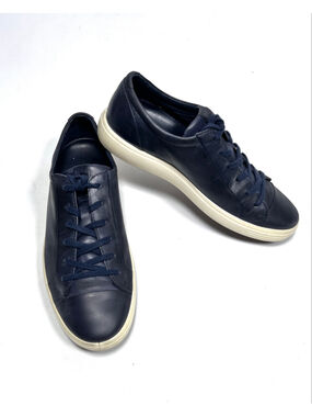 ECCO Mens Sneakers Leather Sneakers Navy White Size 43 9-9.5